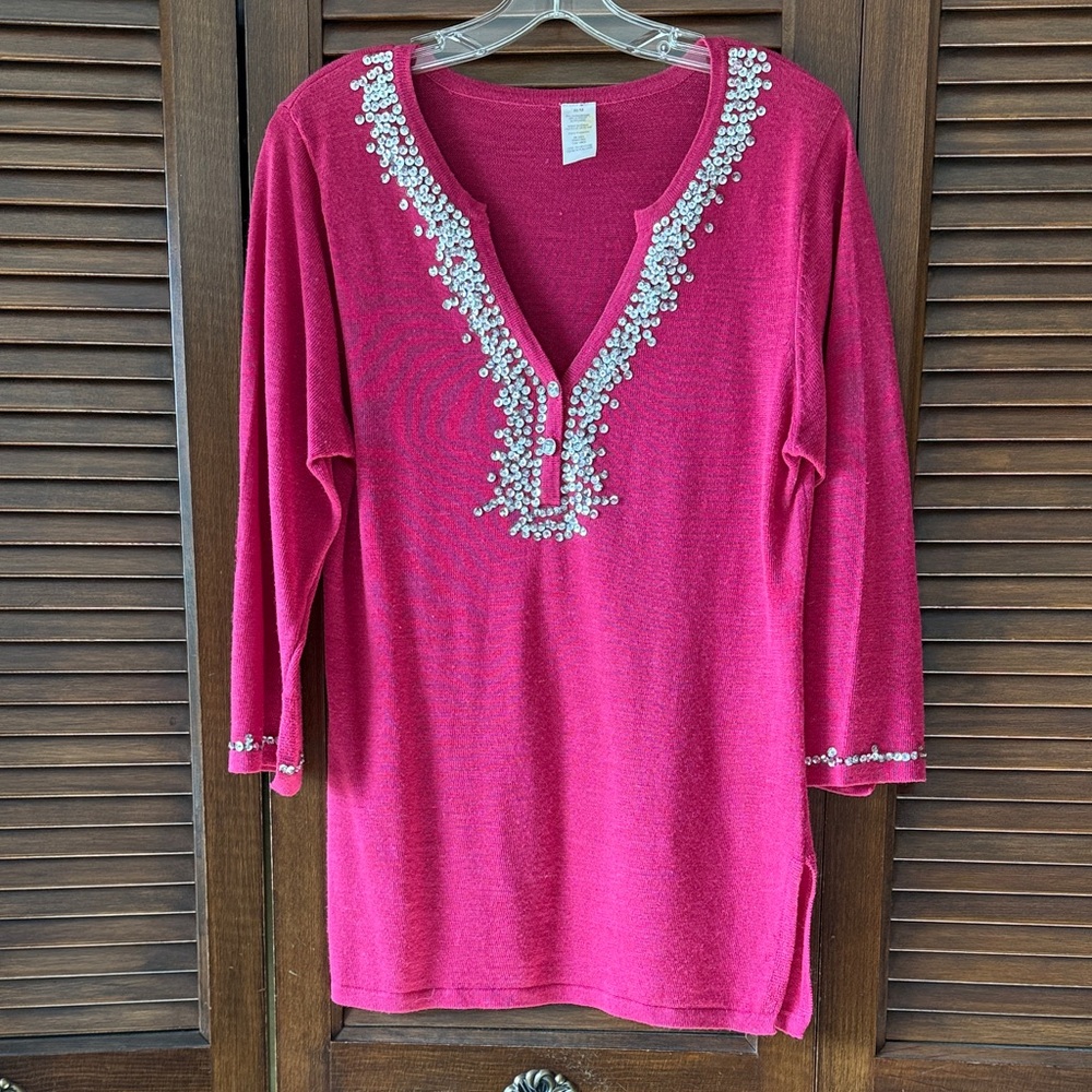 Elegant Fuchsia Women's Sweater with Sequins